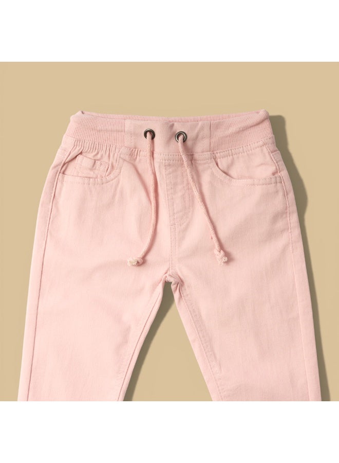 MARWAN Baby Girls Long Pants with Rib Waistband & Drawstring | Cotton Spandex - Image 3